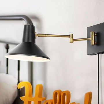 Hygge 16" Swing Arm Modern Midcentury Iron USB Charging Port LED Sconce - JONATHAN Y